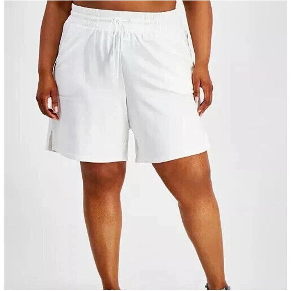 ID Ideology Plus Size Comfort Flow High Rise Shorts Womens 2X Bright White New